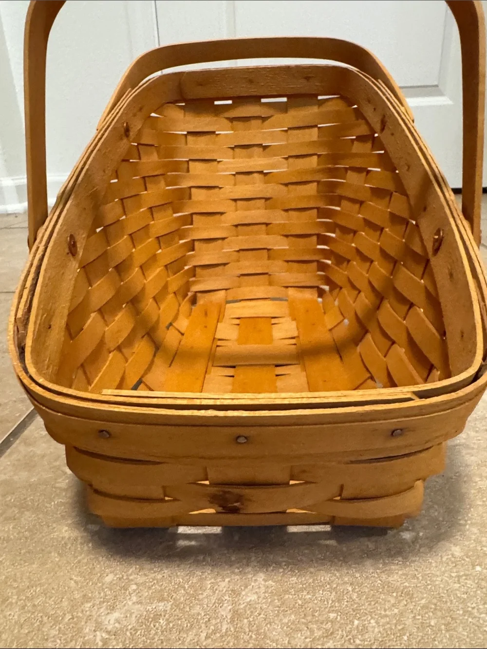 Longaberger Handwoven Natural Brown asymmetrical Woven Basket